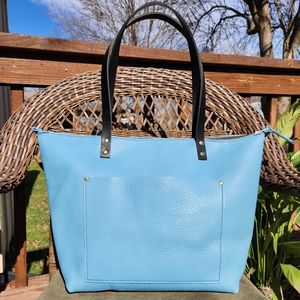 Portland Leather Blue Tote Bag